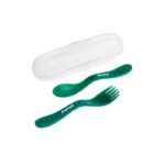 Sztućce w etui zielone Mama i dziecko/Karmienie/Naczynia Pojemniki/Sztućce