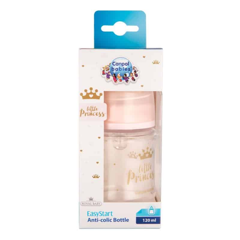Butelka antykolkowa EasyStart Royal Baby 120ml rożowa