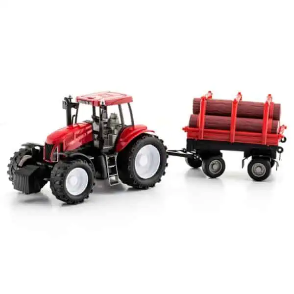 Traktor z przyczepą czerwony