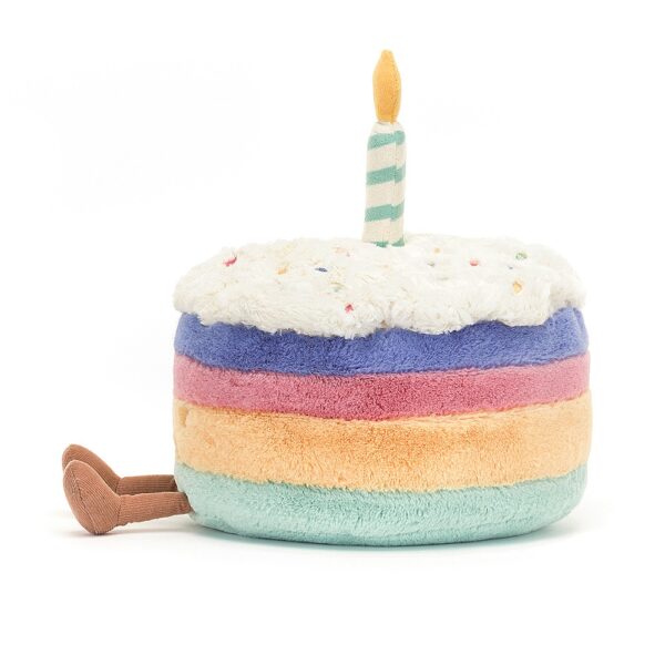 Zabawny tęczowy tort urodzinowy
