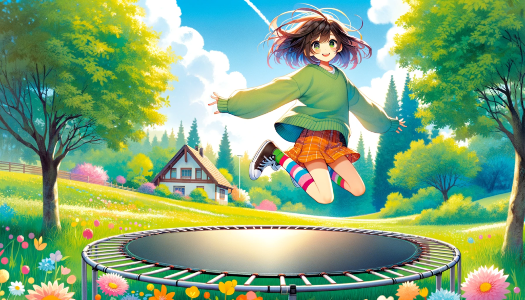 dziewczynka na trampolinie