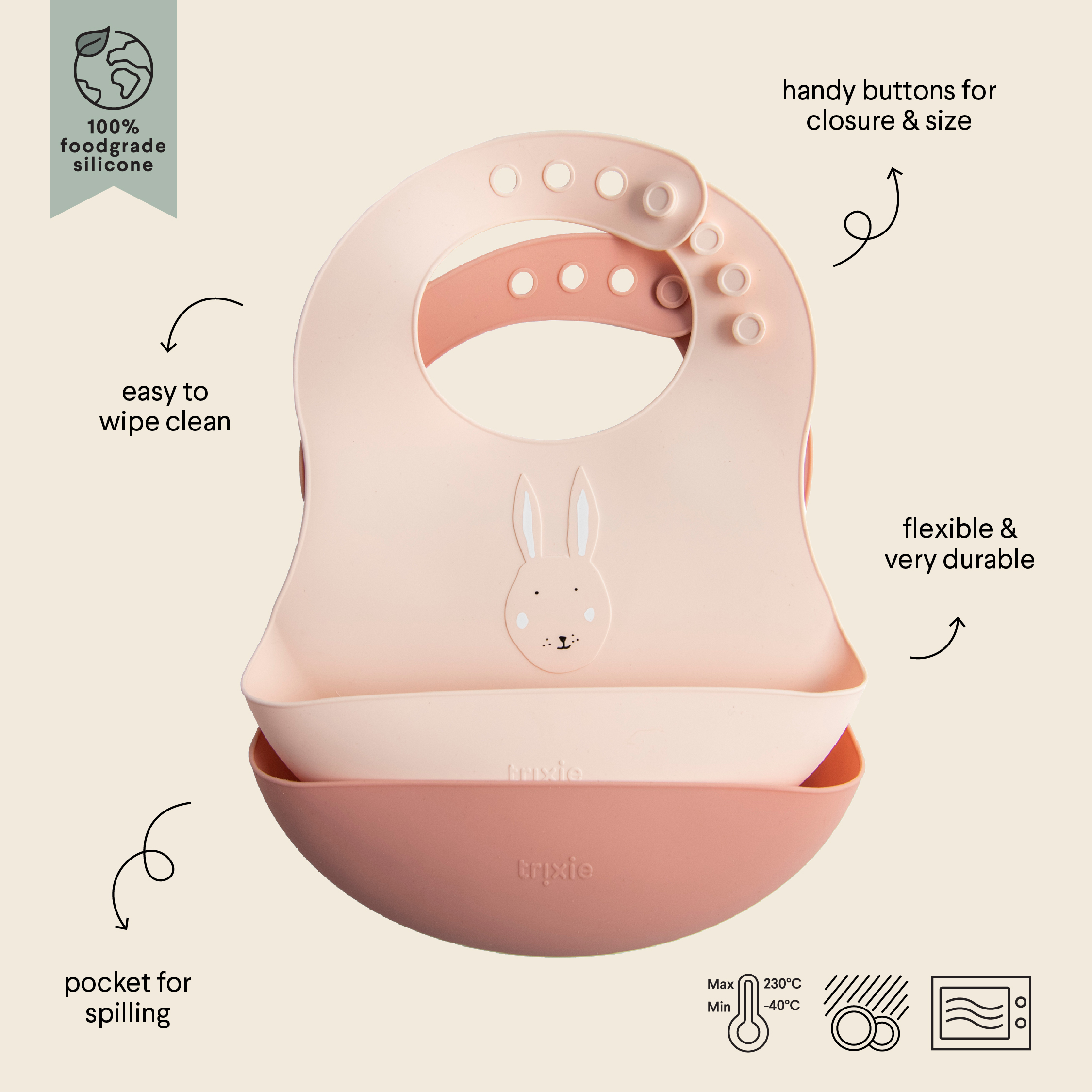 Królik Silikonowe Śliniaki 2 szt Trixie - obrazek 3